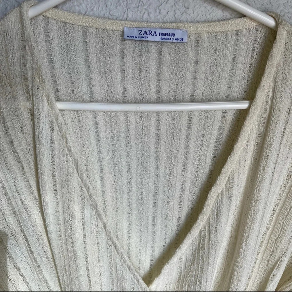 Zara Surplice Side Button Balloon Sleeve Blouse - Picture 2 of 6